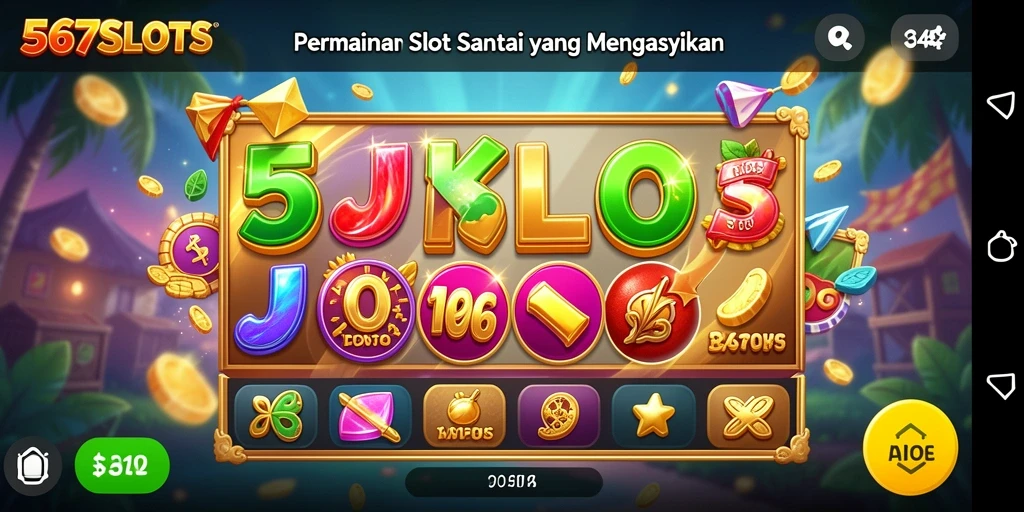 Tampilan gameplay 567SLOTS yang adiktif dan penuh warna.