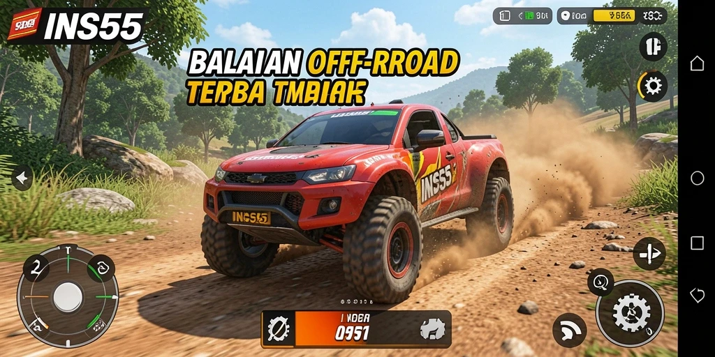Tampilan balapan mendebarkan dalam gameplay INS55.