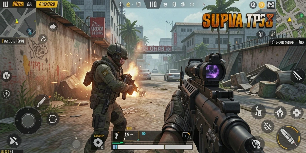 Screenshot gameplay ORA78 menunjukkan aksi seru dalam pertempuran TPS.