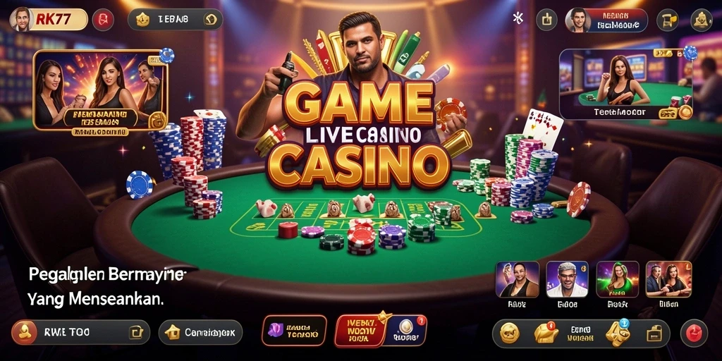 Tampilan gameplay Live Casino yang menarik dan interaktif di RK77.